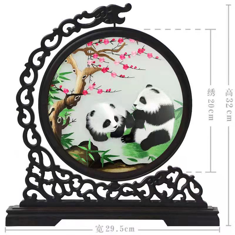 Classical Embroidery Gifts Embroidery Ornaments Handmade Double-Sided  Embroidery Tabletop Ornaments(D 32 * 35cm)
