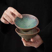 Load image into Gallery viewer, BEMY-Kiln-changed turquoise green handmade bamboo Teacup
