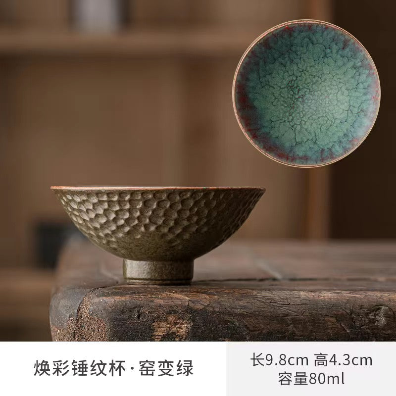 BEMY-Kiln-changed turquoise green handmade bamboo Teacup