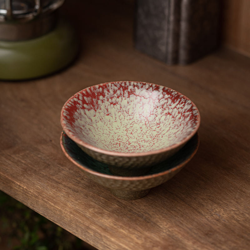 BEMY-Kiln-changed turquoise green handmade bamboo Teacup