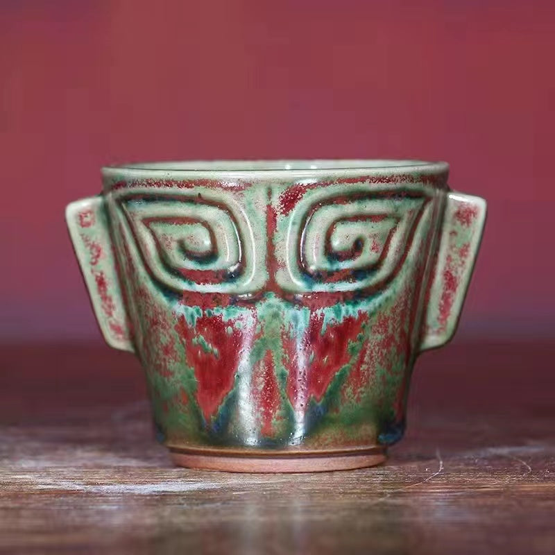BEMY---Jun Porcelain Three Star Pile Firewood Glaze High-end Tea Set Retro Wind Kiln Change Tea Cup