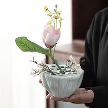 Load image into Gallery viewer, Celadon Lotus Pod Flower Arranger Replanting Flowers Mini Vase Ornament
