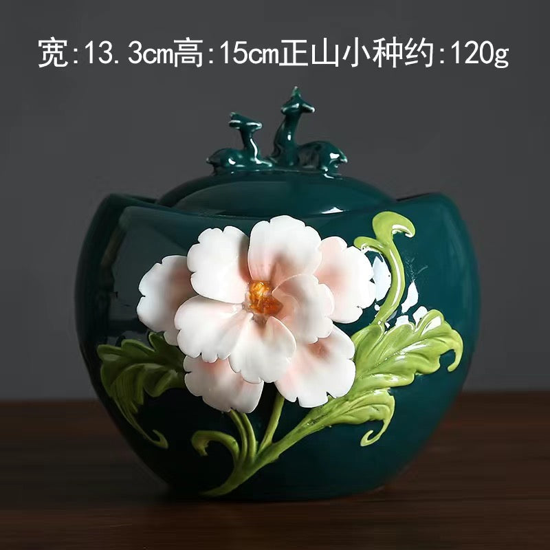 Yuanbao Hand-kneaded Flower Tea Caddy jar