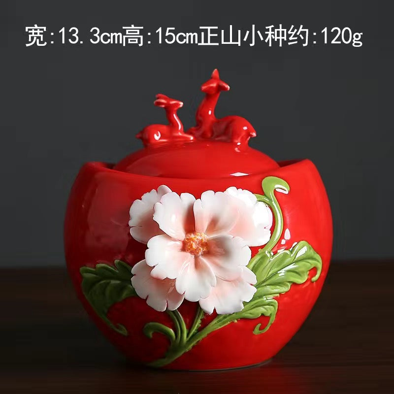 Yuanbao Hand-kneaded Flower Tea Caddy jar