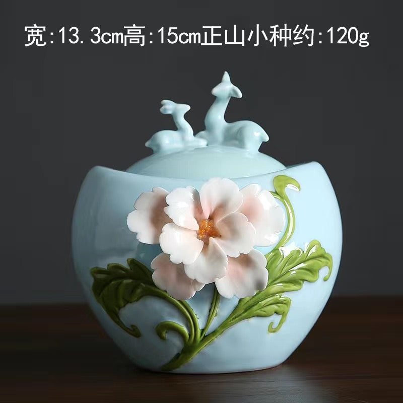 Yuanbao Hand-kneaded Flower Tea Caddy jar