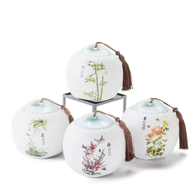 Tea Caddy Ceramic Airtight Can Matte Moisture-proof Tea Storage Caddy jar