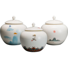 Load image into Gallery viewer, White Porcelain Painted Tea Caddy jar
