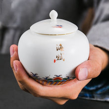 Load image into Gallery viewer, White Porcelain Painted Tea Caddy jar

