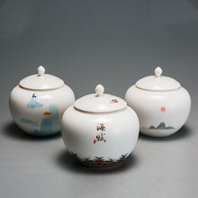 Load image into Gallery viewer, White Porcelain Painted Tea Caddy jar
