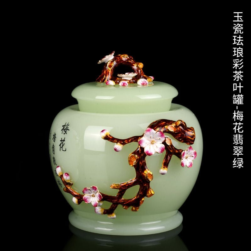 Porcelain enamel tea caddy jar