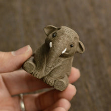 Load image into Gallery viewer, Yixing purple sand auspicious small elephant raw ore blue plaster decoration all pure handmade sculpture tea pet
