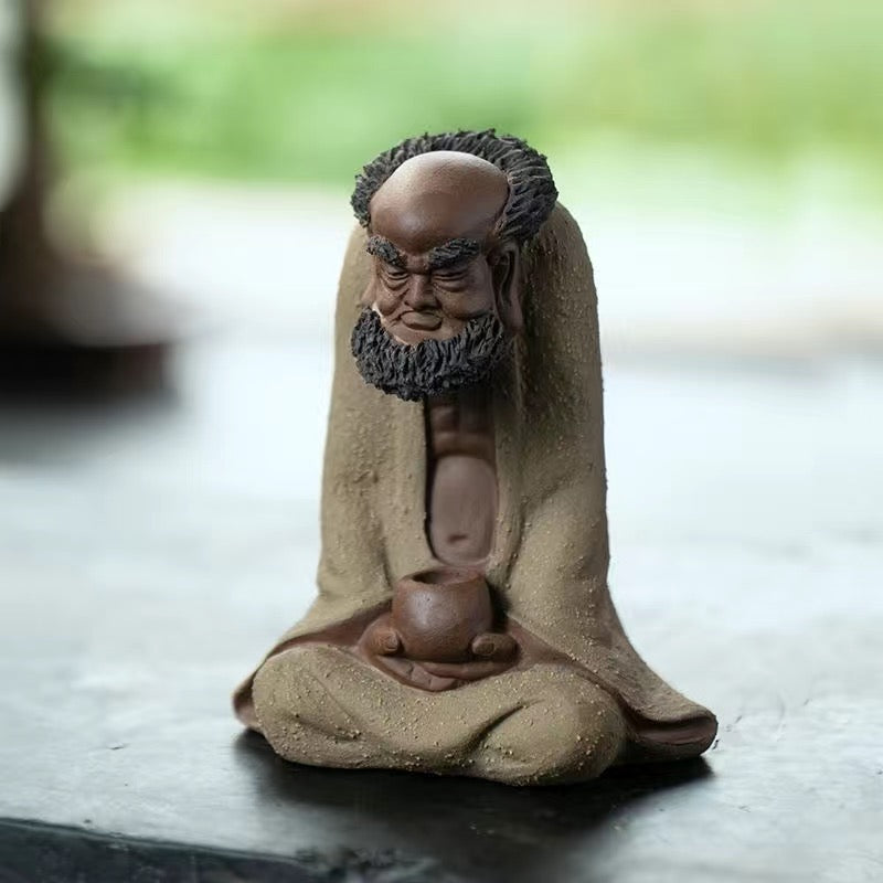 Yixing Zisha Dharma Zen Handmade Sculpture Tea Pet Ornament