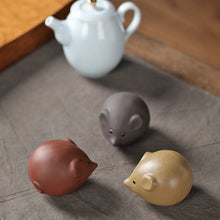 Load image into Gallery viewer, Little cute mouse decoration purple clay tea pet
