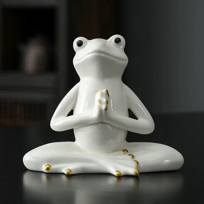 Ceramic Frog Yoga Zen Ornament Tea Pet