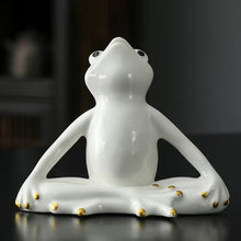 Load image into Gallery viewer, Ceramic Frog Yoga Zen Ornament Tea Pet

