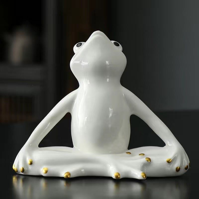 Ceramic Frog Yoga Zen Ornament Tea Pet