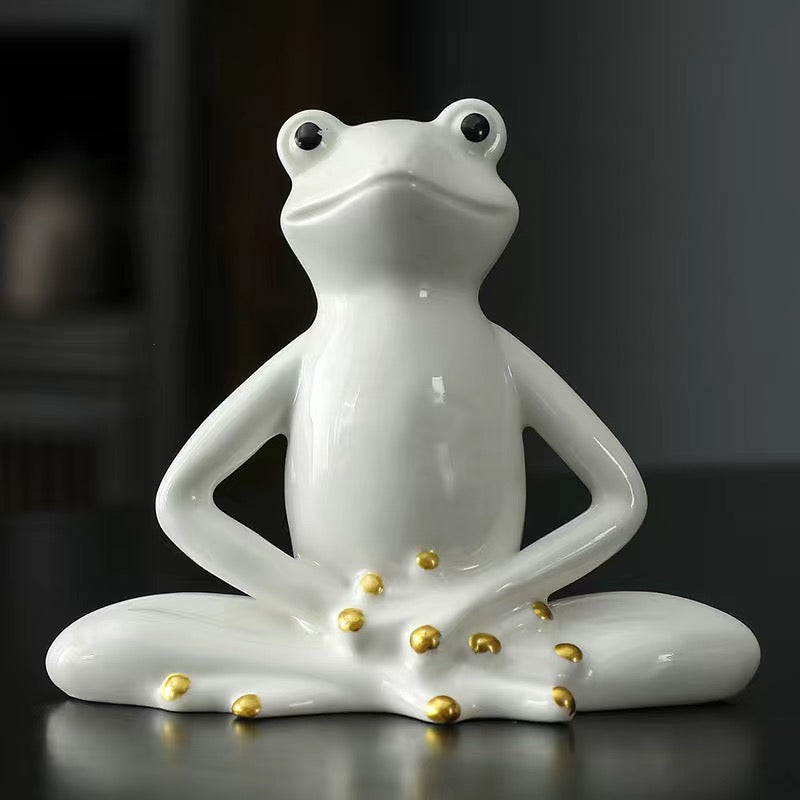 Ceramic Frog Yoga Zen Ornament Tea Pet