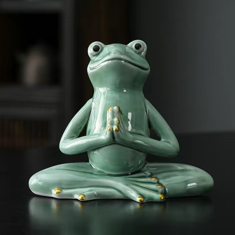 Ceramic Frog Yoga Zen Ornament Tea Pet