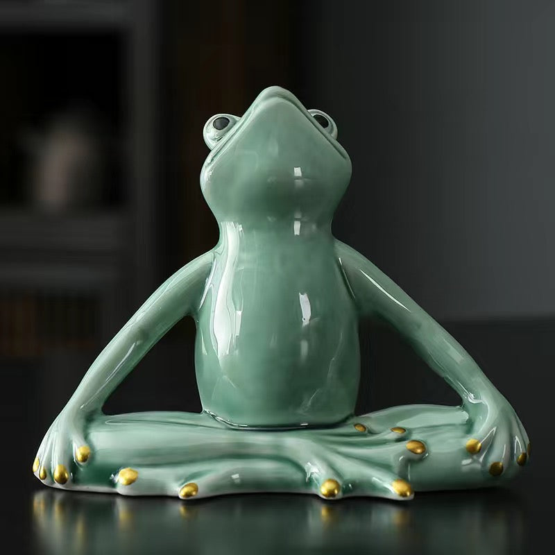 Ceramic Frog Yoga Zen Ornament Tea Pet