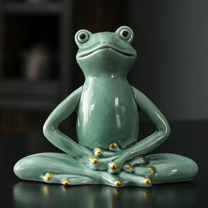 Ceramic Frog Yoga Zen Ornament Tea Pet