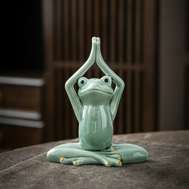 Ceramic Frog Yoga Zen Ornament Tea Pet