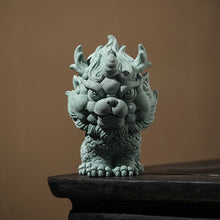 Load image into Gallery viewer, Green Sandstone Kylin Pixiu Tea Pet Ornament
