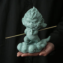 Load image into Gallery viewer, Green Sand Stone Wukong Qitian Great Holy Spirit Monkey Tea Pet Ornament

