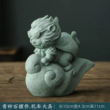 Load image into Gallery viewer, Green Sand Stone Wukong Qitian Great Holy Spirit Monkey Tea Pet Ornament
