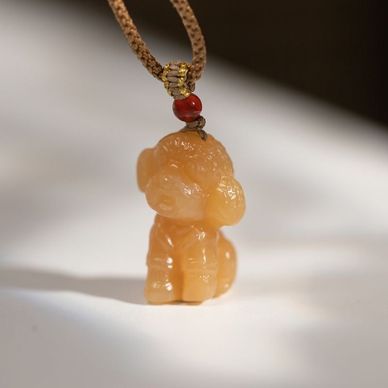 Natural Hetian Jade Jasper Candy Jade Teddy Dog Pendant