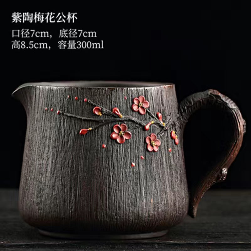 Yunnan Jianshui purple pottery purple sand teapot pure handmade high-end plum blossom set