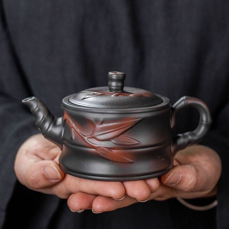 Fully handmade purple pottery high-grade carved Fengming Teapot