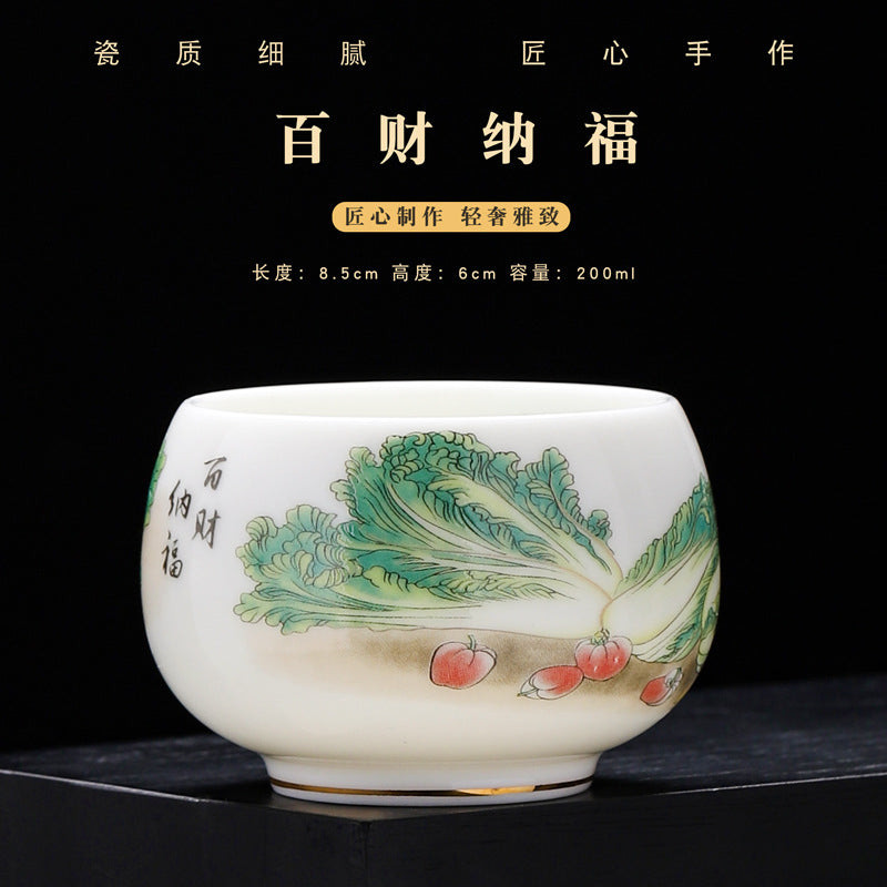 suet jade teacup high-grade ceramic Teacup