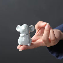 Load image into Gallery viewer, Ceramic Ge Kiln Tea Pet Flower Pet Mouse Cow Pig Elephant Chicken Ru Kiln Ornament
