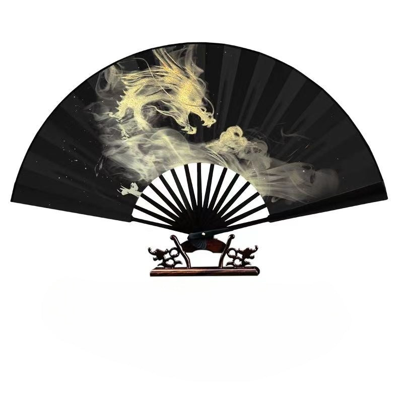 Nine-tailed fox vintage style folding fan