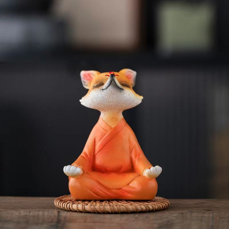 Buddhist meditating fox room, car and office decoration