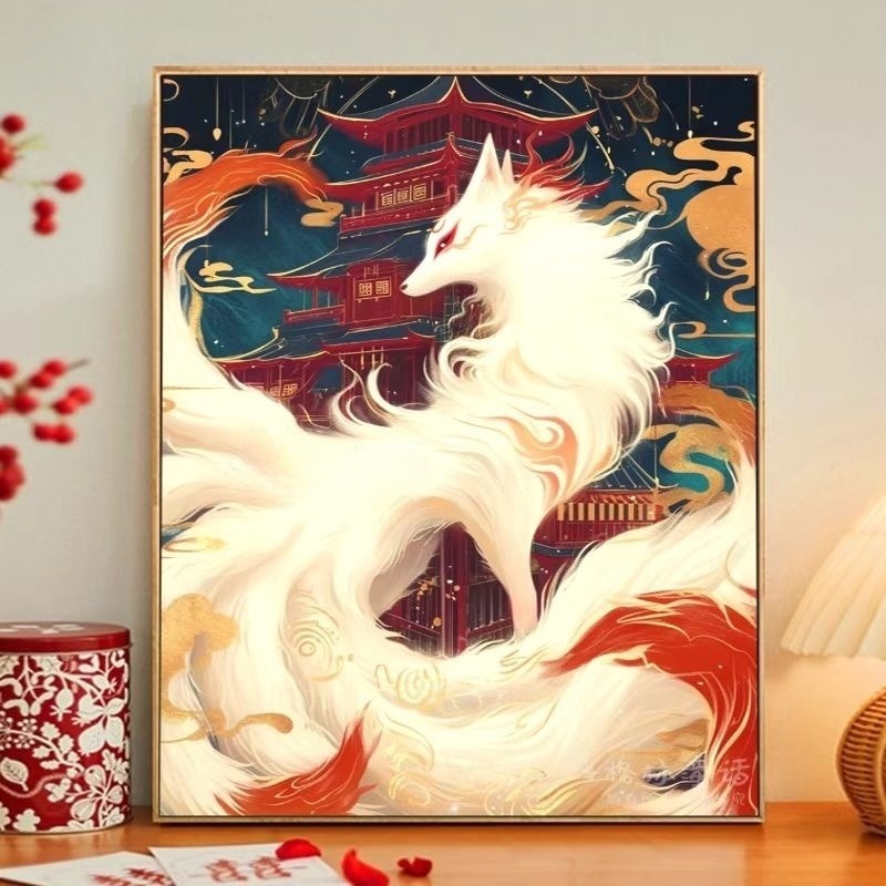 Nine-tailed fox DIY number oil painting