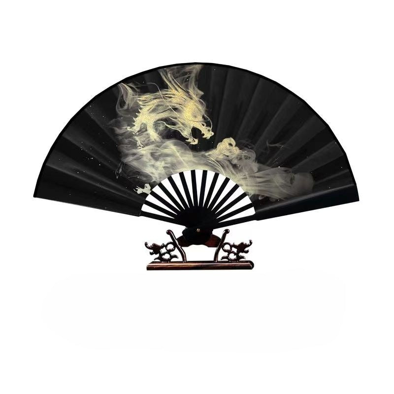 Nine-tailed fox vintage style folding fan