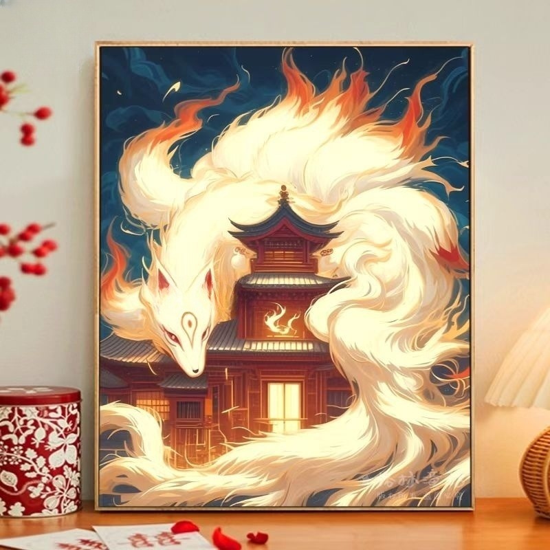 Nine-tailed fox DIY number oil painting