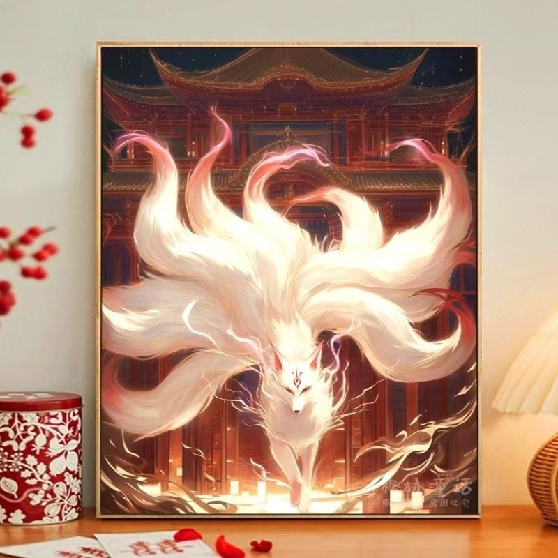 Nine-tailed fox DIY number oil painting