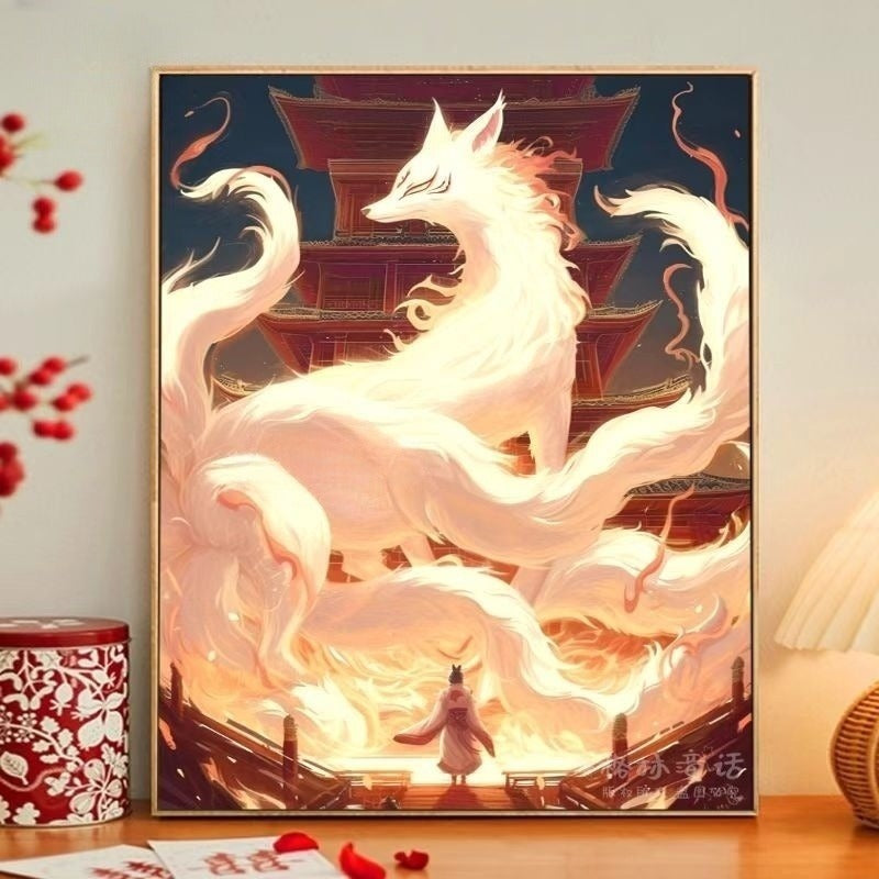 Nine-tailed fox DIY number oil painting