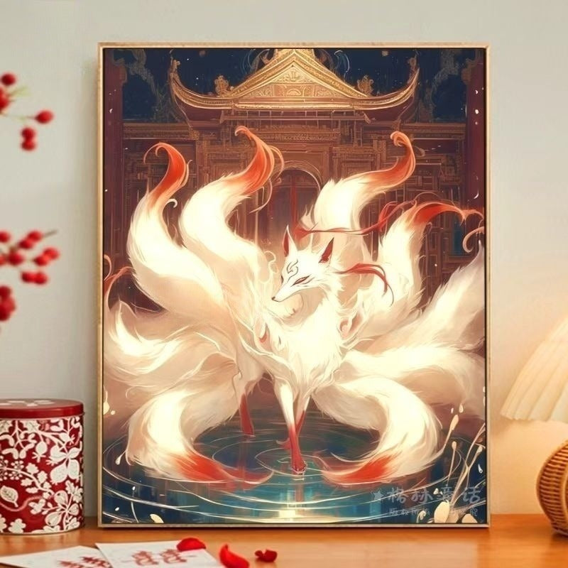 Nine-tailed fox DIY number oil painting