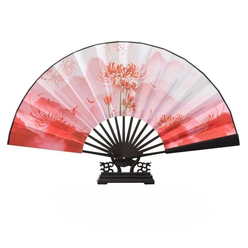 Nine-tailed fox vintage style folding fan