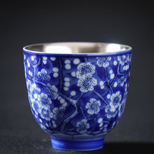 Load image into Gallery viewer, Jingdezhen Enamel Color Gilt Silver Liner Flower Teacup Set
