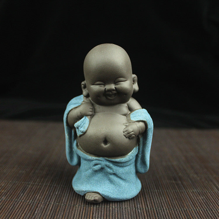 Cute little monk with big belly Maitreya Buddha purple clay tea pet