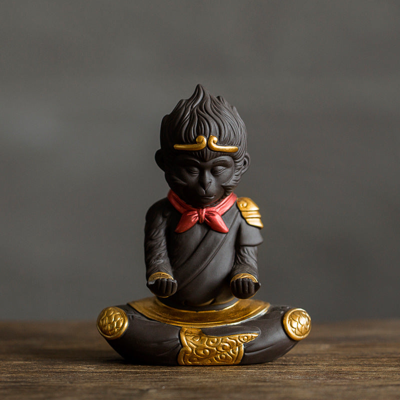 Purple Clay Monkey King tea pet -Adult Wukong Blessing