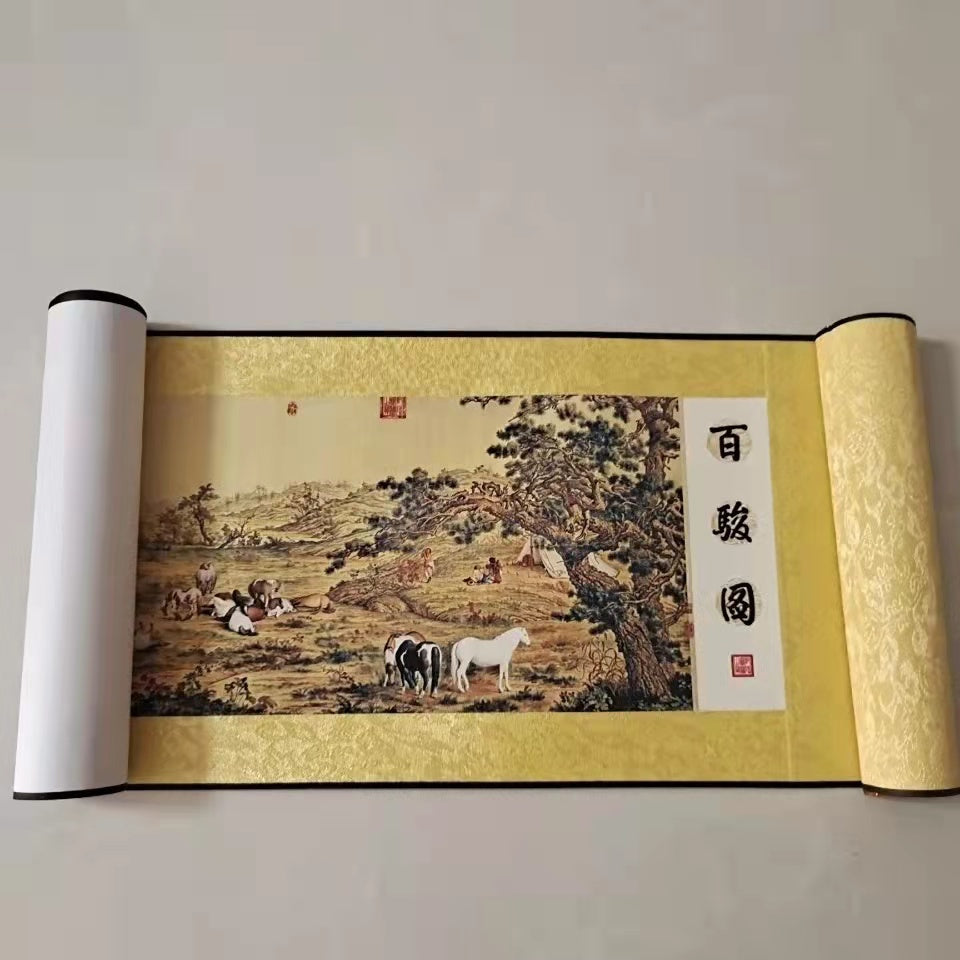 Hundred Horses Silk Reel Painting