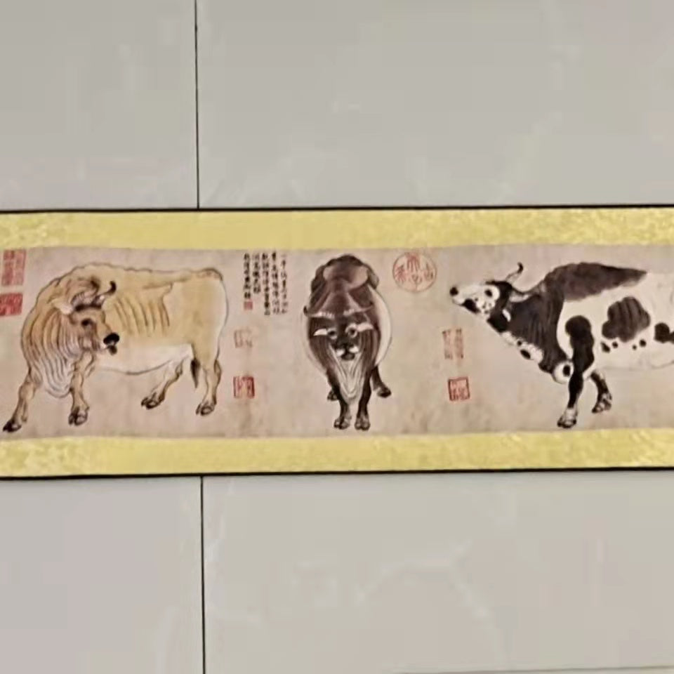 Five Bulls - Silk Reel Painting