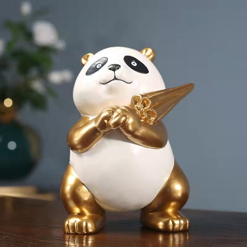 Golden Panda Ornament