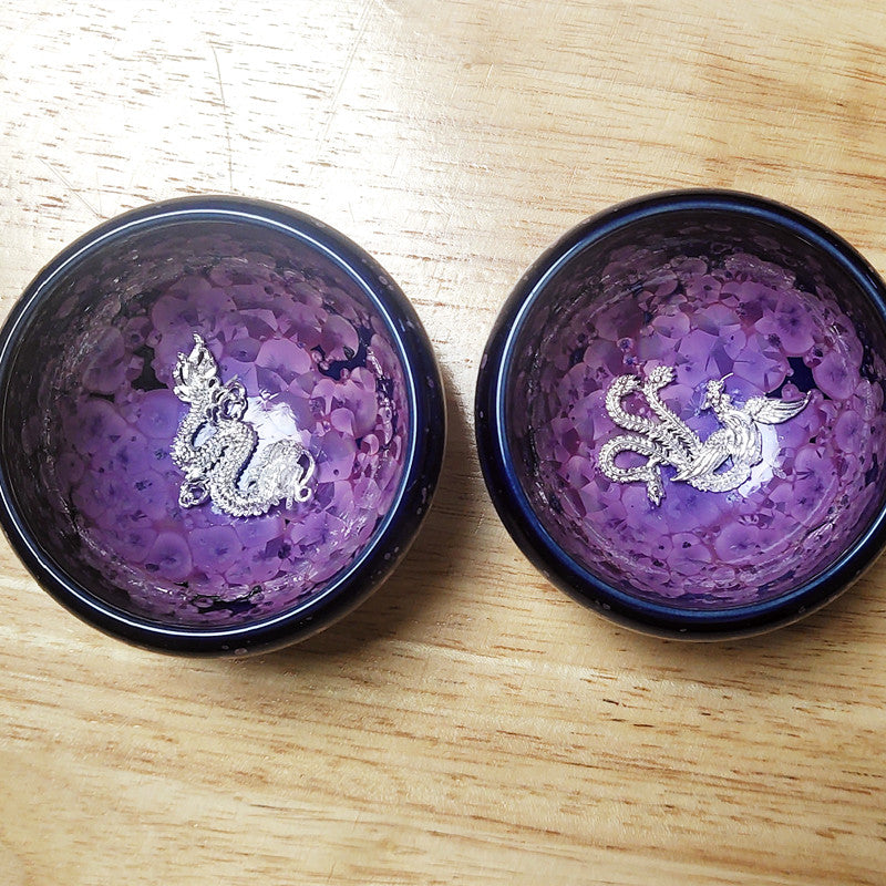 3D Inlaid Tianmu Purple Iris Teacup Set