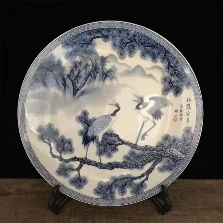 Crane Landscape Plate Decoration